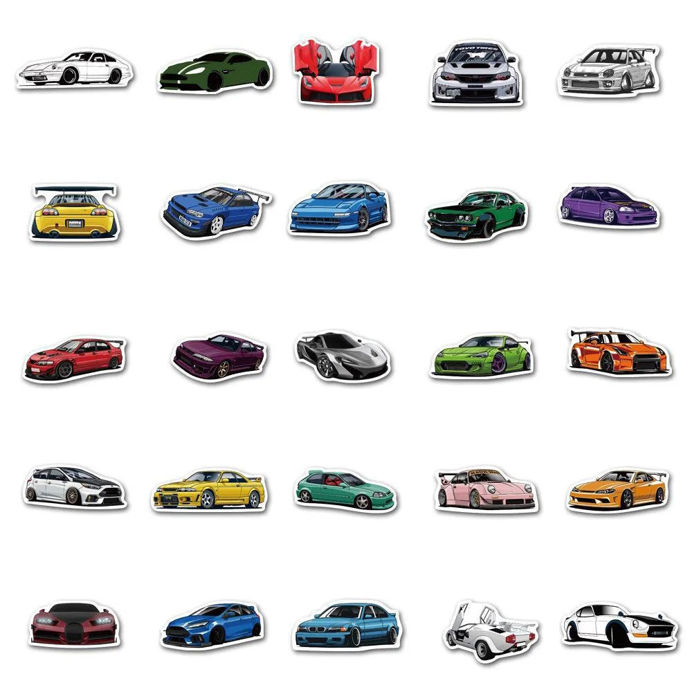 Cartoon JDM Racing Car Stickers