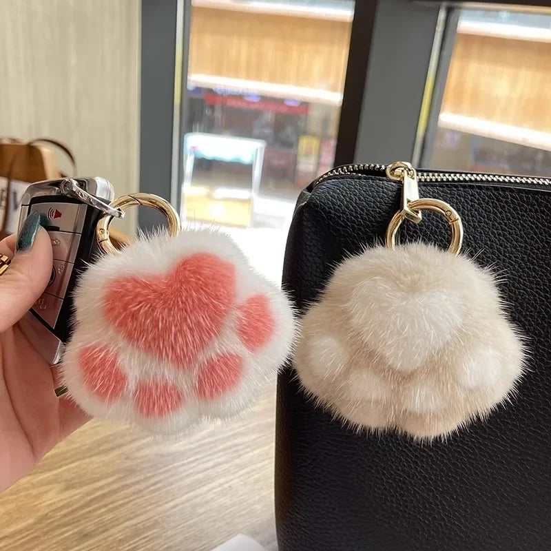 Cat Paw Fur Keychain