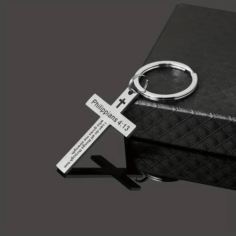 Christian Bible Verse Cross Pendant Keychain
