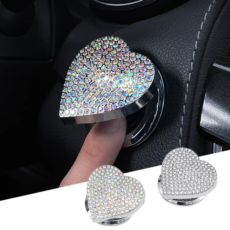 Crystal Heart Ignition Start Button Decor