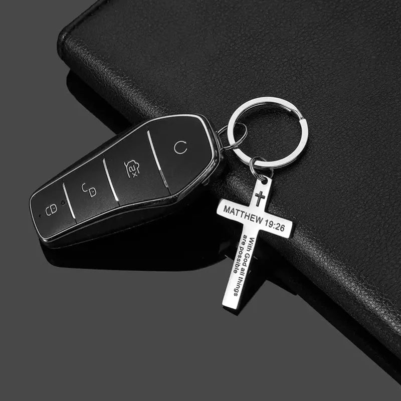 Christian Bible Verse Cross Pendant Keychain