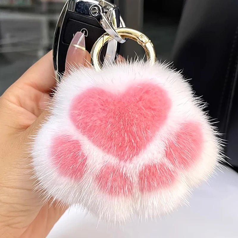 Cat Paw Fur Keychain