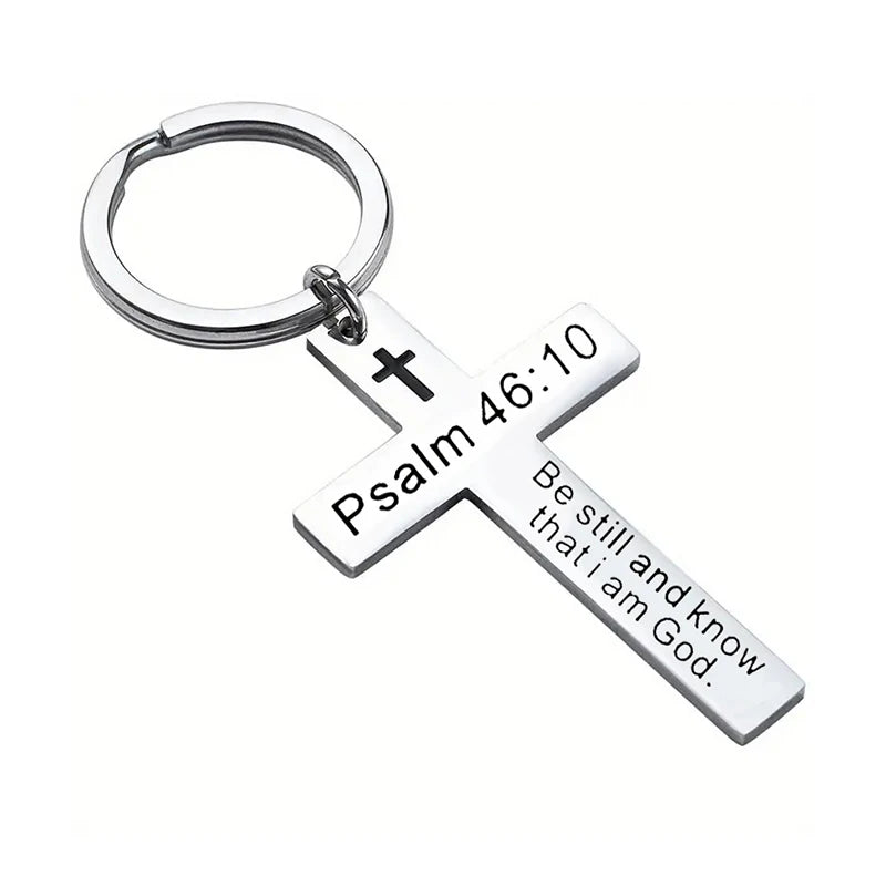 Christian Bible Verse Cross Pendant Keychain