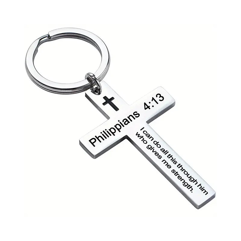 Christian Bible Verse Cross Pendant Keychain