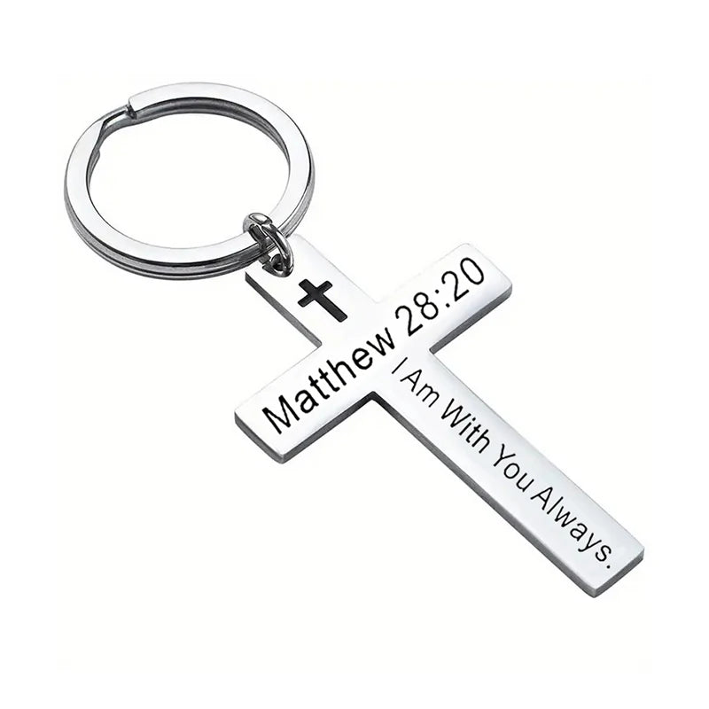 Christian Bible Verse Cross Pendant Keychain