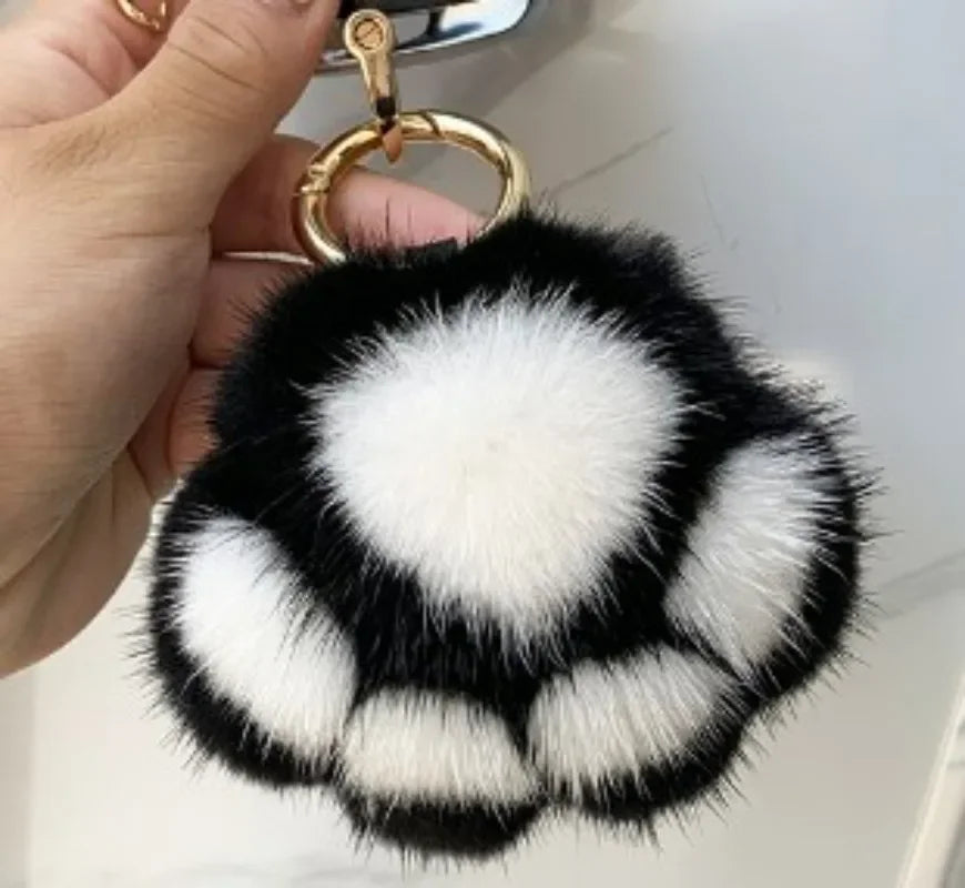 Cat Paw Fur Keychain
