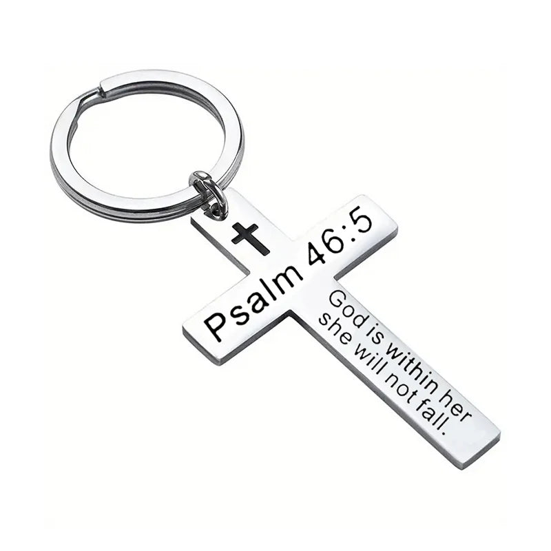 Christian Bible Verse Cross Pendant Keychain