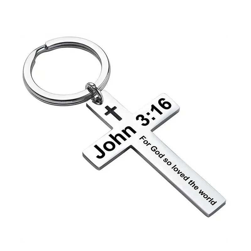 Christian Bible Verse Cross Pendant Keychain