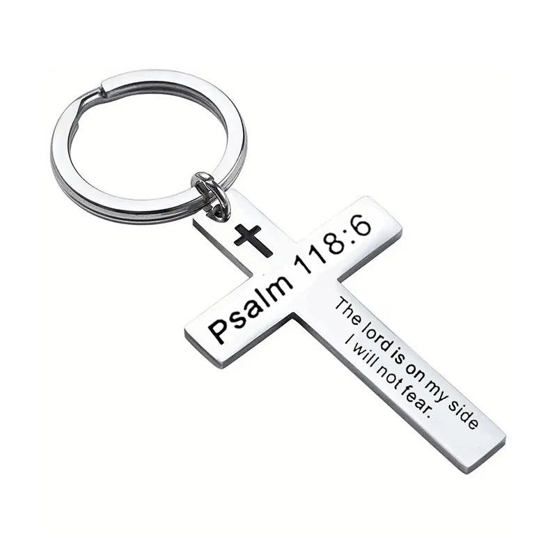 Christian Bible Verse Cross Pendant Keychain